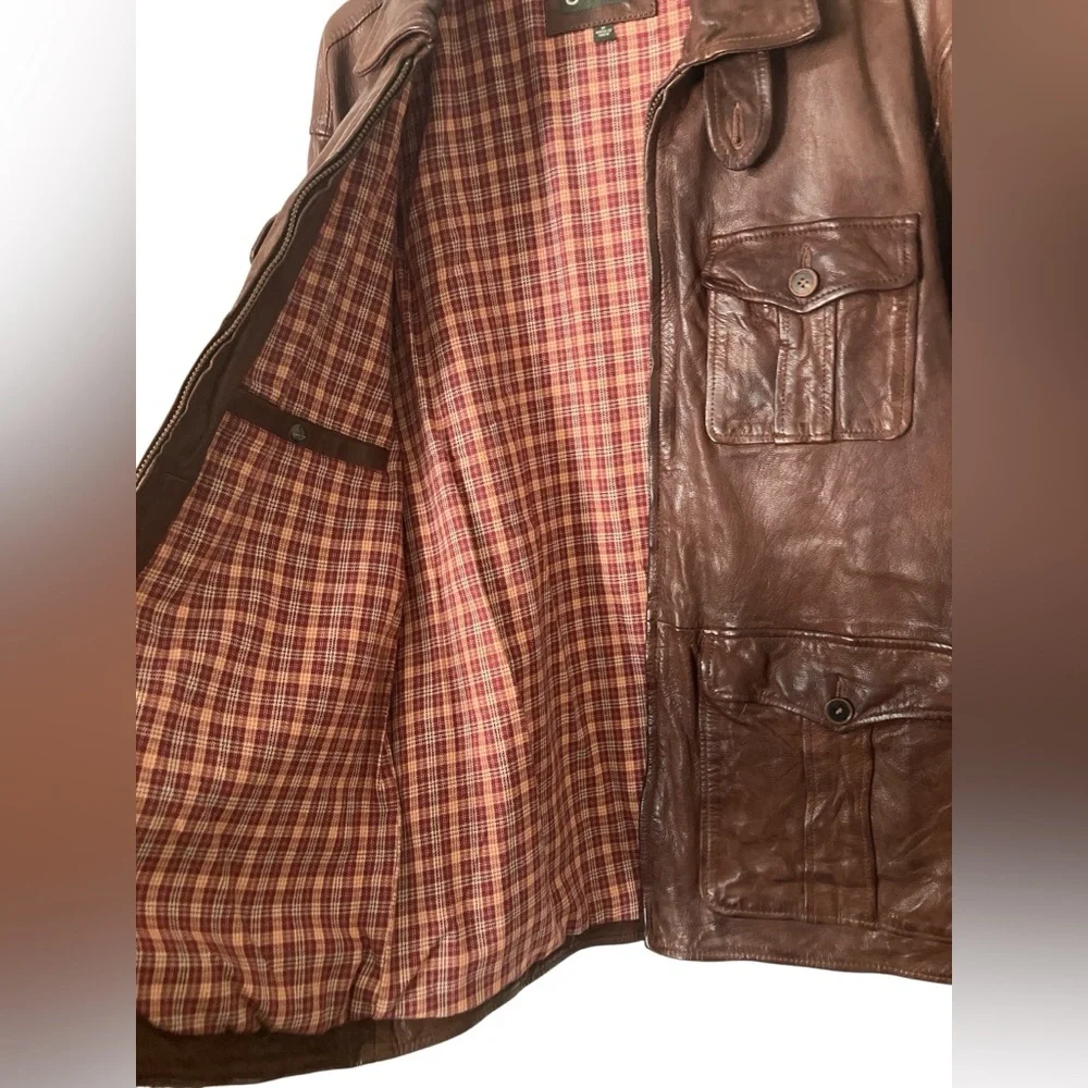 Vintage Orvis Leather Barn Coat Size M Hunting Cowboy Travel Field Long Brown